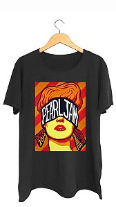 Camiseta PEARL JAM - 100% algodão corte a fio preta