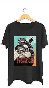 Camiseta QUEENS OF THE STONE AGE - 100% algodão corte a fio preta