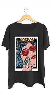 Camiseta IGGY POP - 100% algodão corte a fio preta