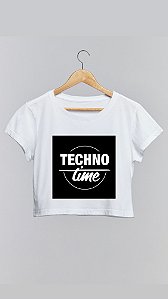 Cropped TECHNO TIME - 100% algodão branco