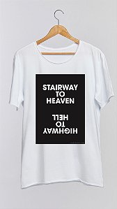 Camiseta STAIRWAY TO HEAVEN - 100% algodão corte a fio branca