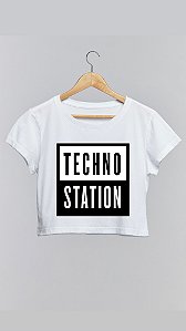 Cropped TECHNO STATION - 100% algodão branco