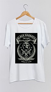 Camiseta BLACK SABBATH - 100% algodão corte a fio branca
