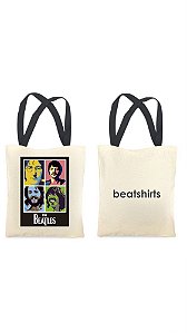Ecobag com alça preta - 100% algodão - 30cmx40cm - THE BEATLES