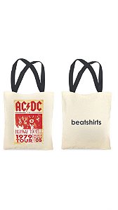 Ecobag com alça preta - 100% algodão - 30cmx40cm - AC/DC I