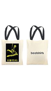 Ecobag com alça preta - 100% algodão - 30cmx40cm - NIRVANA I