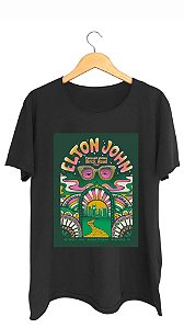 Camiseta ELTON JOHN - 100% algodão corte a fio preta