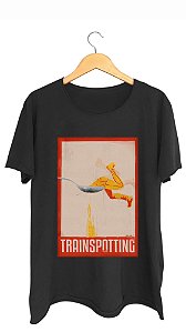 Camiseta TRAINSPOTTING - 100% algodão corte a fio preta