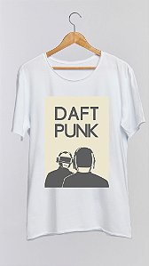 Camiseta DAFT PUNK - 100% algodão corte a fio branca
