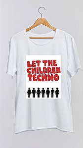 Camiseta CHILDREN TECHNO - 100% algodão corte a fio branca