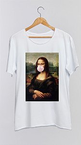 Camiseta MONA CHICLETE - 100% algodão corte a fio branca