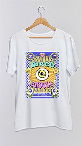 Camiseta DISCO GROOVE - 100% algodão corte a fio branca