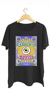 Camiseta DISCO GROOVE - 100% algodão corte a fio preta