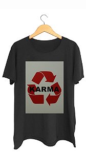 Camiseta KARMA - 100% algodão corte a fio preta