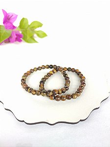 Pulseira Esfera 6mm Olho de Tigre - Proteção, Coragem e Autoconfiança
