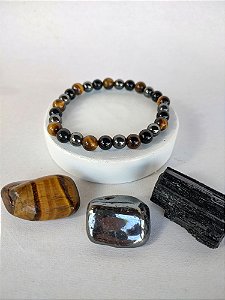 Pulseira Esfera 8mm Tripla Proteção - Proteção, Autoestima, Autoconfiança