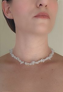 Choker Cascalho Quartzo Cristal - Amplificação Energética, Clareza e Purificação