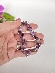 Pulseira Cascalho Ametista - Conexão Espiritual, Intuição, Transmutação de Energia