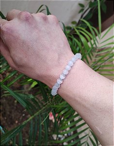 Pulseira Esfera 8mm Selenita - Limpeza Energética, Purificação e Elevação Espiritual