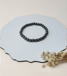 Pulseira Esfera 6mm Hematita - Proteção, Força e Autoconfiança