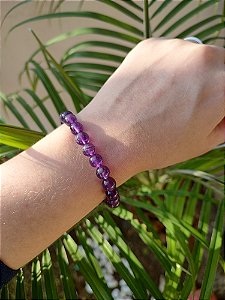 Pulseira Esfera 8mm Ametista - Ametista - Conexão Espiritual, Intuição e Transmutação de Energias