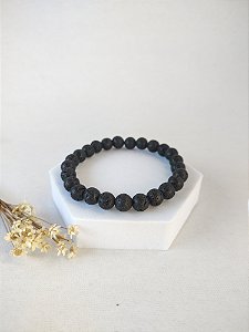 Pulseira Esfera 8mm Pedra Vulcânica – Vitalidade, Estabilidade e Autoconhecimento