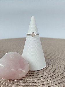 Anel Solitário Quartzo Rosa Prata 925 - Tam 16 - Amor, Harmonia e Equilíbrio Emocional
