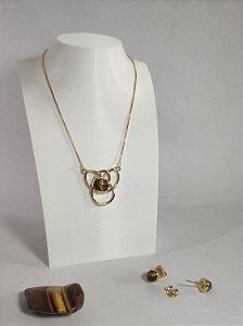 Conjunto Elo Banho Ouro 18K – Pedra Natural