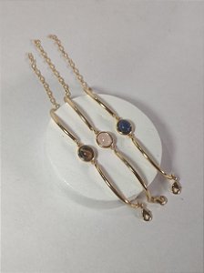 Pulseira Oval Banho Ouro 18K – Pedra Natural