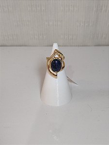 Anel Sodalita Banho Ouro 18K – Tam. 18 – Sabedoria, Direcionamento e Discernimento
