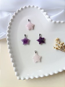 Pingente Estrela G Prateado - Pedras Naturais