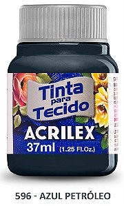 TINTA TECIDO  ACRILEX 37ML 596 AZUL PETROLEO