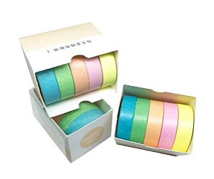 FITA ADESIVA WASHI TAPE COLOR RAINBOW 1CMX2M 5UN