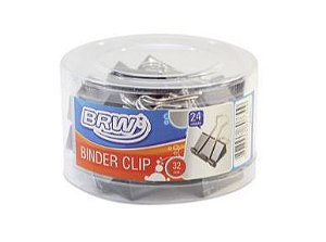 CLIPES PARA PAPEL BINDER 32MM PRETO C/ 24 UND BRW