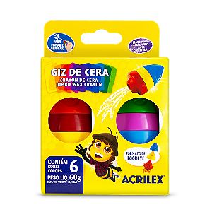 GIZ DE CERA FOGUETE 6 CORES ACRILEX
