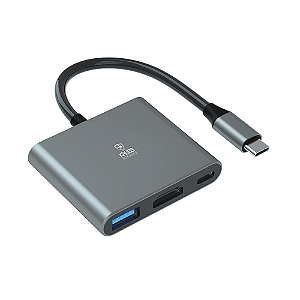 ADAPTADOR KROSS 3 EM 1 TIPO C PARA HDMI/PD/USB 3.0