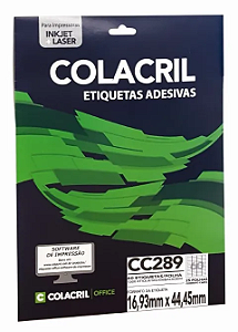 ETIQUETA ADESIVA CC289  60UND COLACRIL 25Fls