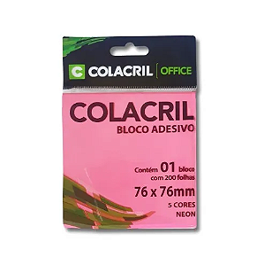 BLOCO ADESIVO ROSA NEON 76x76 MM 100 FL