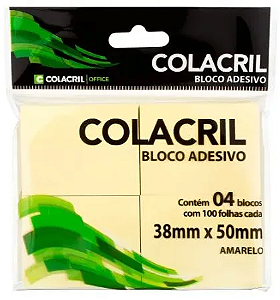 BLOCO ADESIVO AMARELO 38x50 MM 4PCS 100 FLS