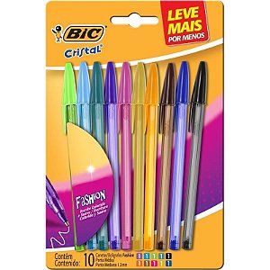 CANETA ESFEROGRÁFICA FASHION C/10 1.2MM CORES BIC