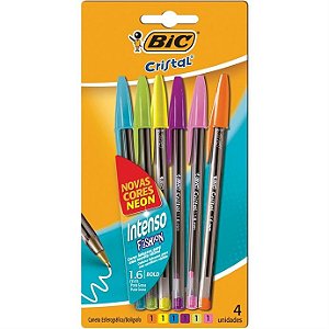 CANETA ESFEROGRÁFICA CRISTAL FASHION 6 CORES 1.6MM BIC