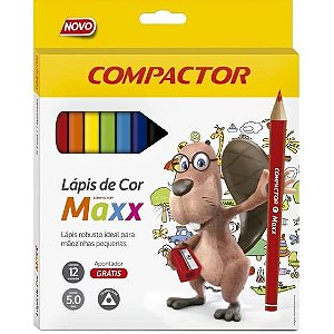 Lapis De Cor Jumbo Maxx C/12 + Apontador Compactor