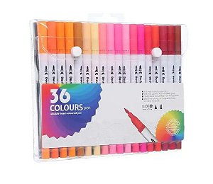 MARCADOR ARTISTICO DUAS PONTAS FINELINER E BRUSH C/36 CORES PRIMAX