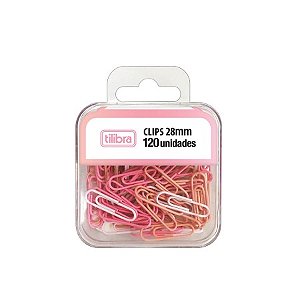 CLIPS 28MM ROSA PASTEL COM 120 UNIDADES TILIBRA
