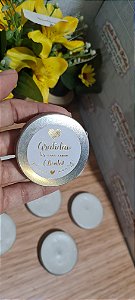 20 Velas nas latinhas ADESIVO EM HOT STAMPING ESCRITO: GRATIDÃO TER VOCÊ COMO CLIENTE ( modelo Pronta-entrega)