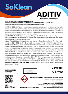 ADITIV ADITIVO ALCALINO TEXTIL 5 LITROS LAVANDERIA PROFISSIONAL - SOKLEAN