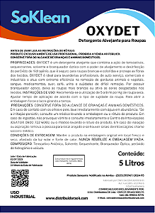 OXYDET DETERGENTE LAVA ROUPAS C/ ALVEJANTE SEGURO 50 LITROS - SOKLEAN