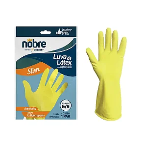 LUVA BORRACHA LÁTEX C/ 1 PAR "M" AMARELA CA41780 - NOBRE