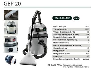 LAVADORA/EXTRATORA CARPETE GBP20 220V - 8.204.0071