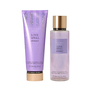 Kit Shimmer Body Splash 250ml + Creme Hidratante Love Spell 236ml Victoria's Secret